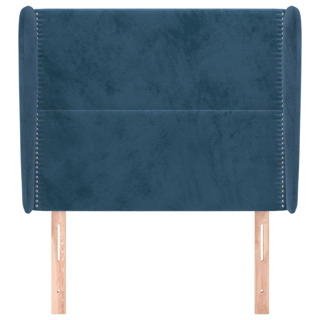 Čelo Postele Typu Ušák Tmavě Modré 83 X 23 X 118/128 Cm Samet