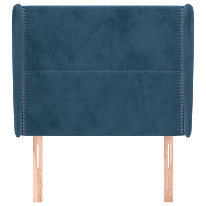 Čelo Postele Typu Ušák Tmavě Modré 83 X 23 X 118/128 Cm Samet