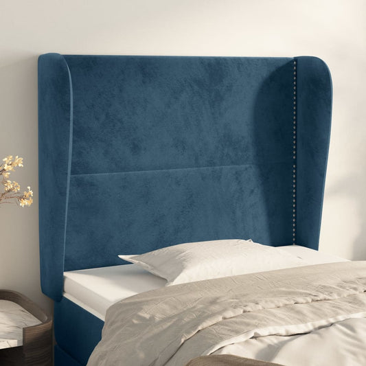 Čelo Postele Typu Ušák Tmavě Modré 83 X 23 X 118/128 Cm Samet