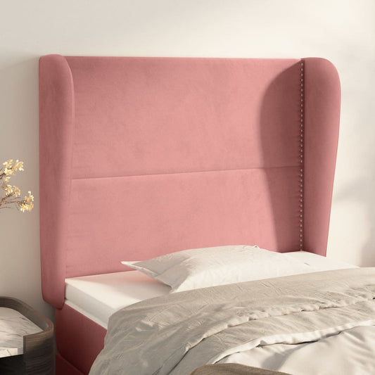 Čelo Postele Typu Ušák Růžové 83 X 23 X 118/128 Cm Samet