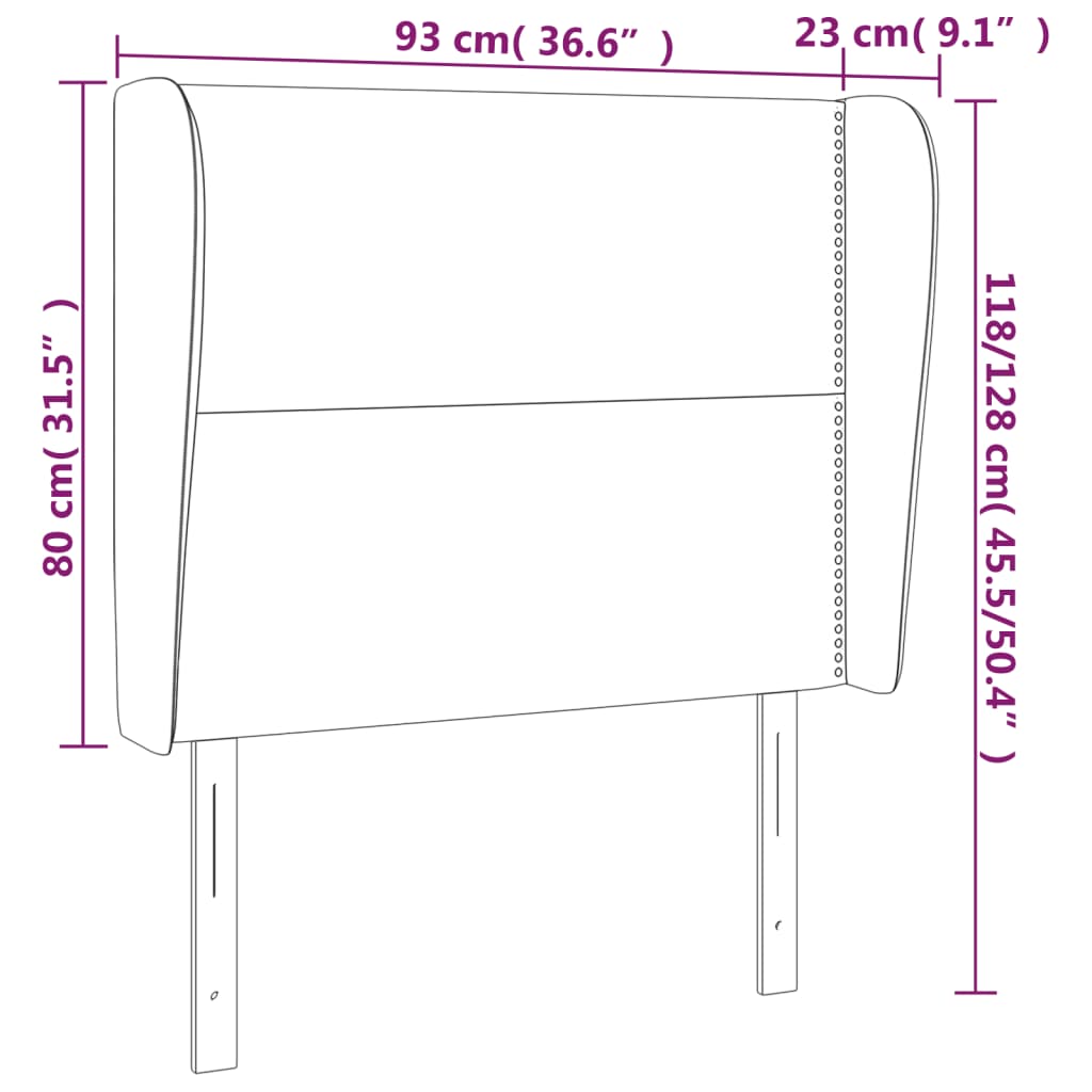 Čelo Postele Typu Ušák Tmavě Šedé 93X23X118/128 Cm Samet