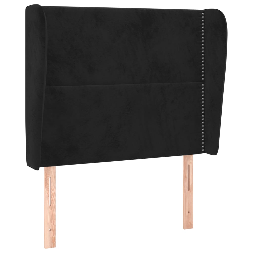 Čelo Postele Typu Ušák Černé 93X23X118/128 Cm Samet
