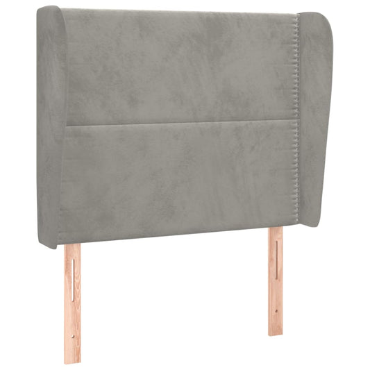 Čelo Postele Typu Ušák Světle Šedé 103X23X118/128 Cm Samet