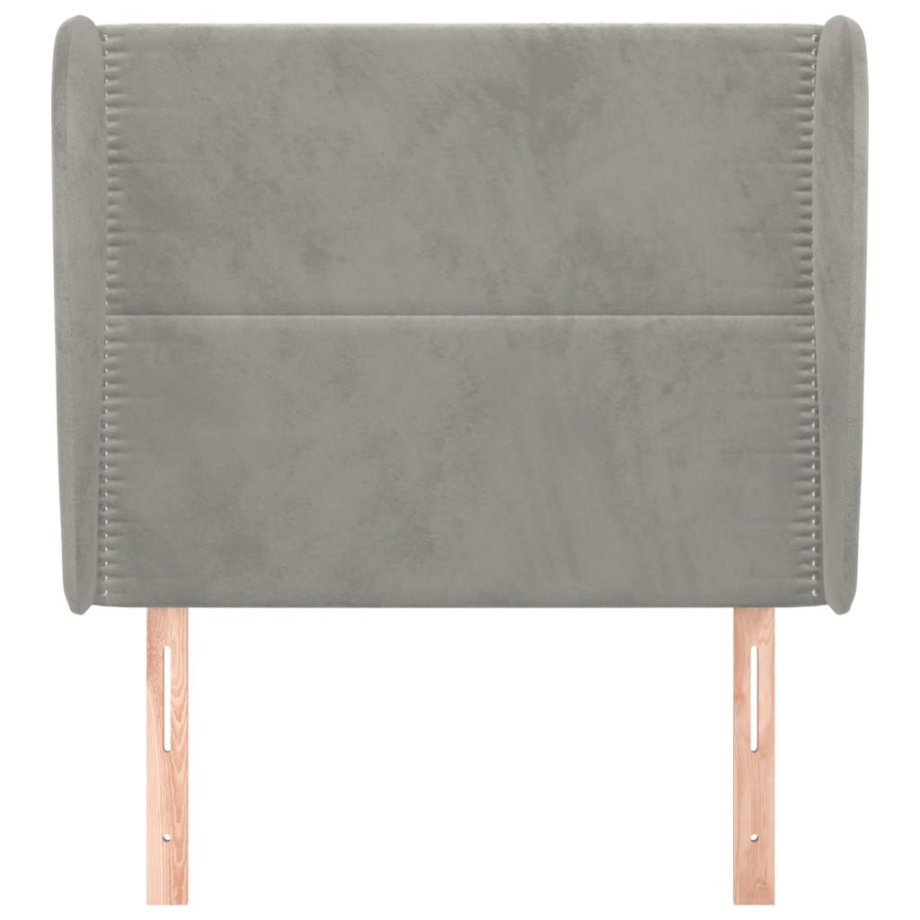 Čelo Postele Typu Ušák Světle Šedé 103X23X118/128 Cm Samet