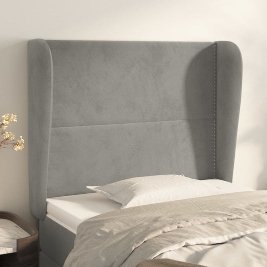 Čelo Postele Typu Ušák Světle Šedé 103X23X118/128 Cm Samet