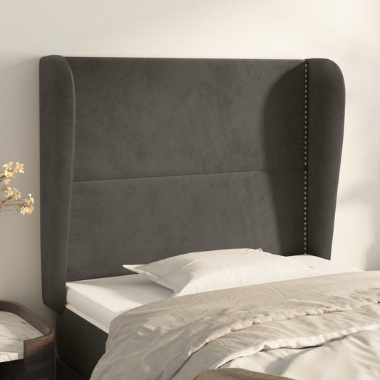 Čelo Postele Typu Ušák Tmavě Šedé 103X23X118/128 Cm Samet