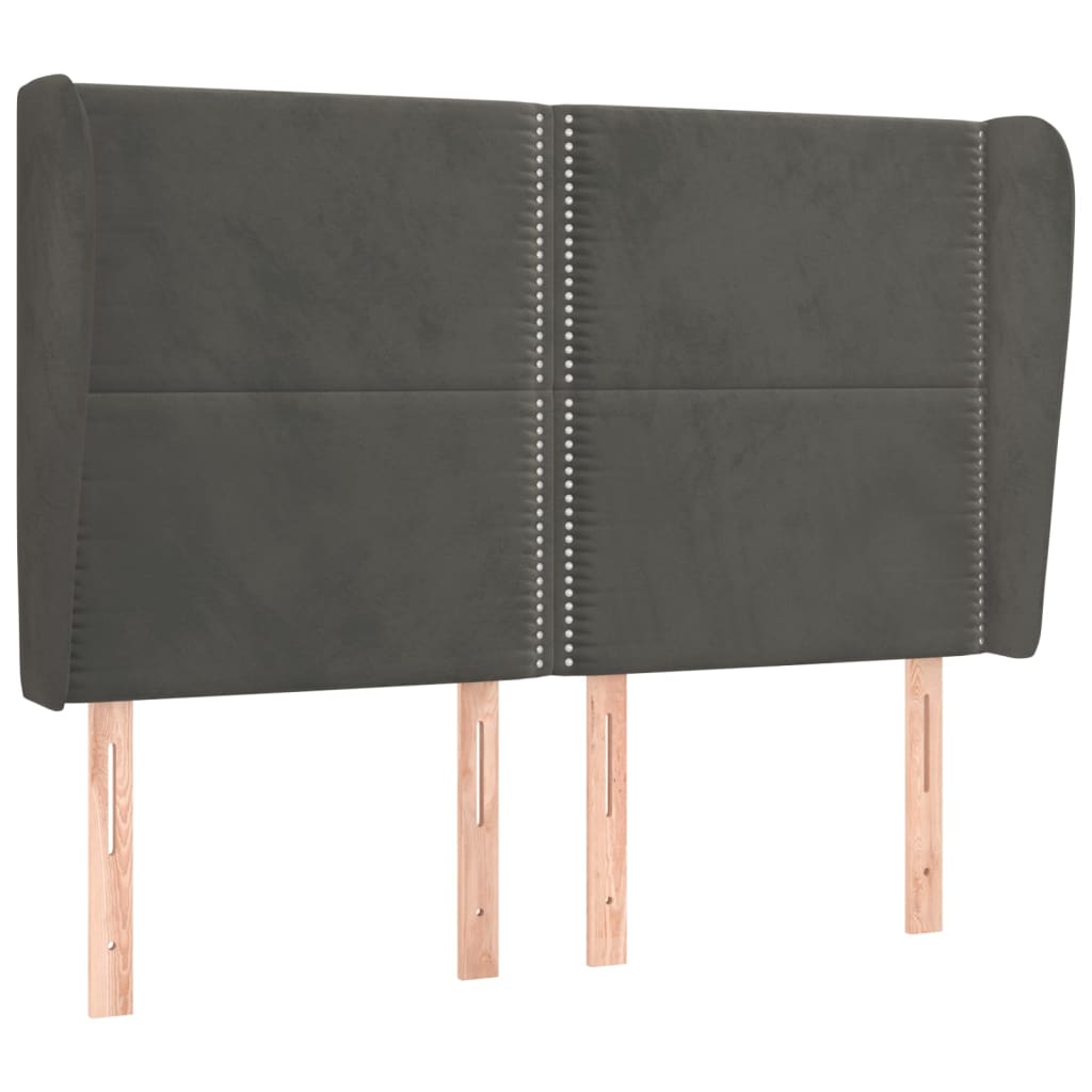 Čelo Postele Typu Ušák Tmavě Šedé 147X23X118/128 Cm Samet