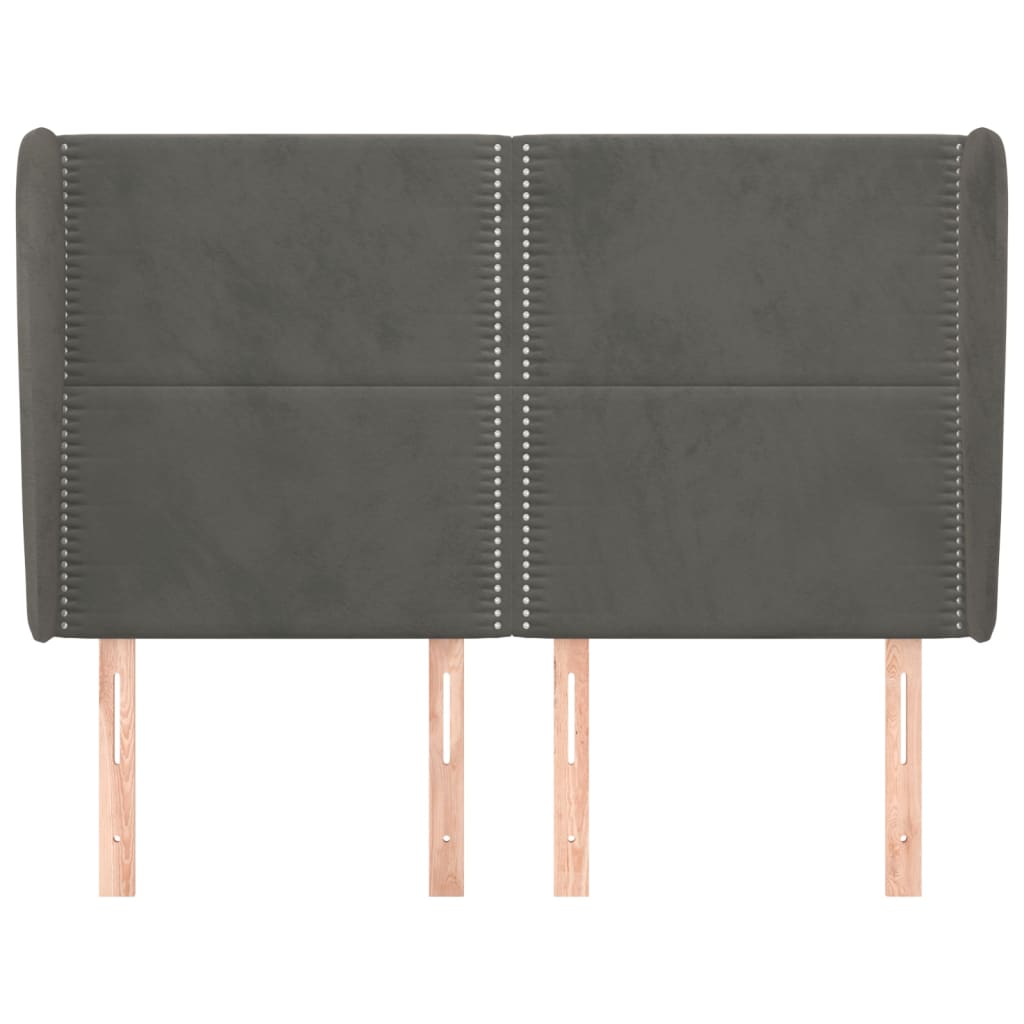 Čelo Postele Typu Ušák Tmavě Šedé 147X23X118/128 Cm Samet