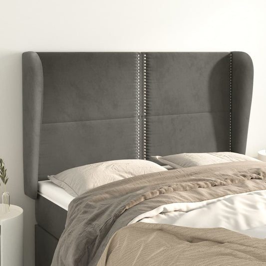 Čelo Postele Typu Ušák Tmavě Šedé 147X23X118/128 Cm Samet