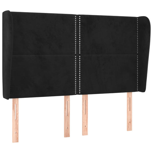 Čelo Postele Typu Ušák Černé 147X23X118/128 Cm Samet