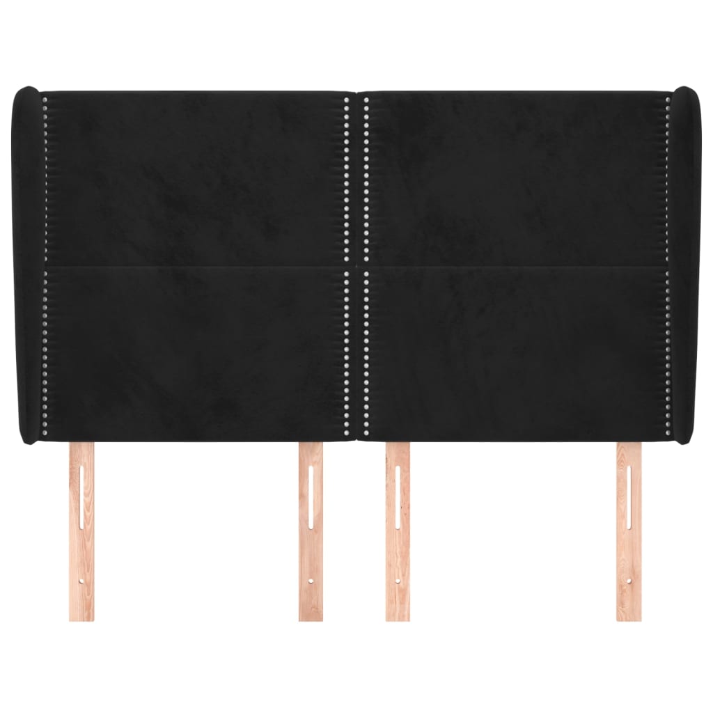 Čelo Postele Typu Ušák Černé 147X23X118/128 Cm Samet