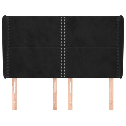 Čelo Postele Typu Ušák Černé 147X23X118/128 Cm Samet