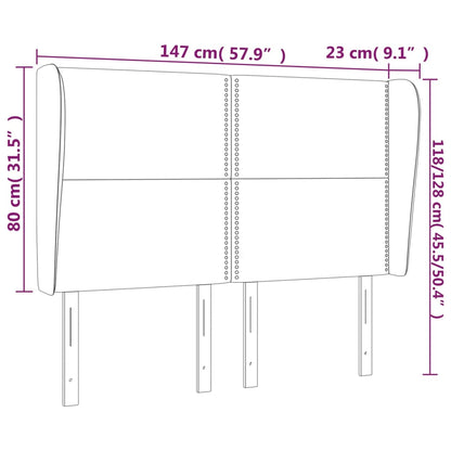 Čelo Postele Typu Ušák Černé 147X23X118/128 Cm Samet