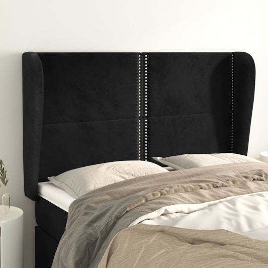 Čelo Postele Typu Ušák Černé 147X23X118/128 Cm Samet