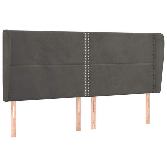 Čelo Postele Typu Ušák Tmavě Šedé 163X23X118/128 Cm Samet