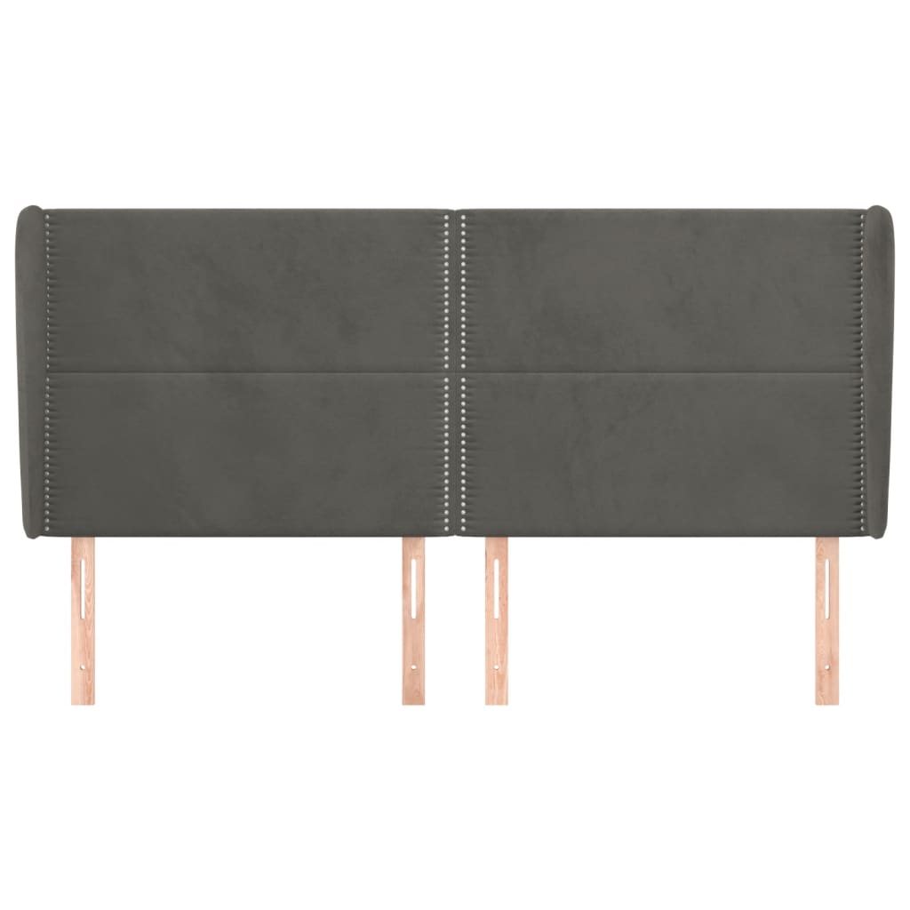 Čelo Postele Typu Ušák Tmavě Šedé 163X23X118/128 Cm Samet