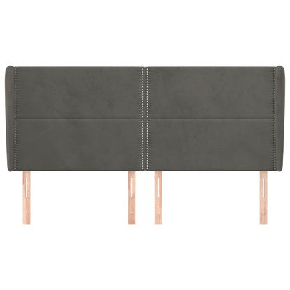 Čelo Postele Typu Ušák Tmavě Šedé 163X23X118/128 Cm Samet