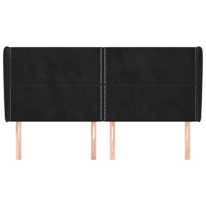Čelo Postele Typu Ušák Černé 163X23X118/128 Cm Samet