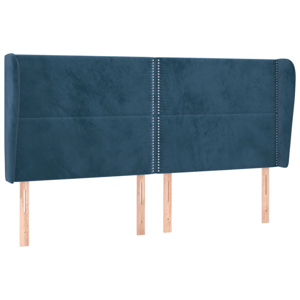 Čelo Postele Typu Ušák Tmavě Modrá 163X23X118/128 Cm Samet