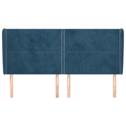 Čelo Postele Typu Ušák Tmavě Modrá 163X23X118/128 Cm Samet