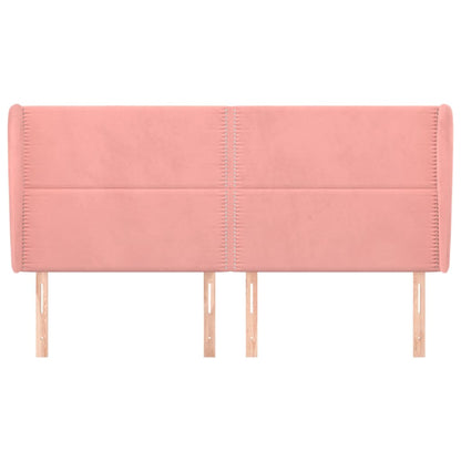 Čelo Postele Typu Ušák Růžová 163X23X118/128 Cm Samet