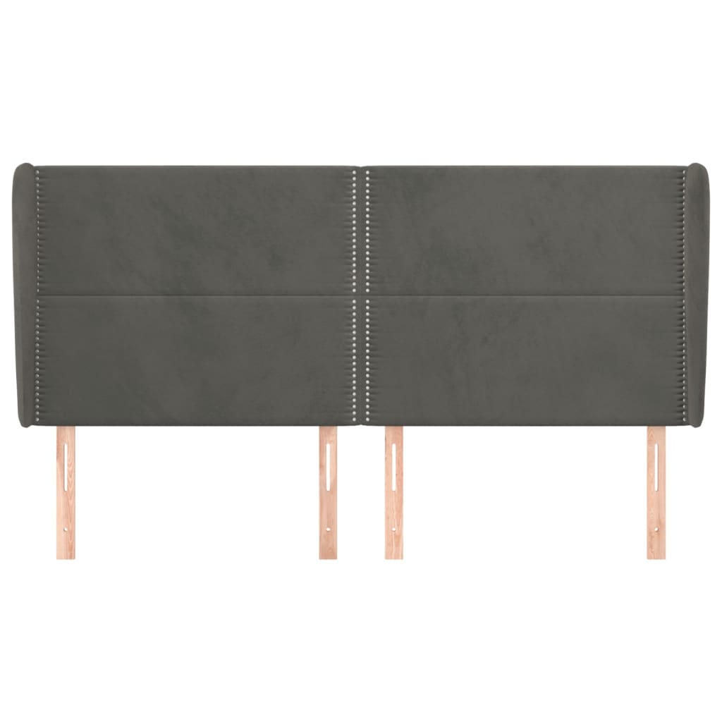 Čelo Postele Typu Ušák Tmavě Šedé 183X23X118/128 Cm Samet