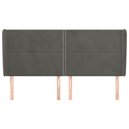 Čelo Postele Typu Ušák Tmavě Šedé 183X23X118/128 Cm Samet