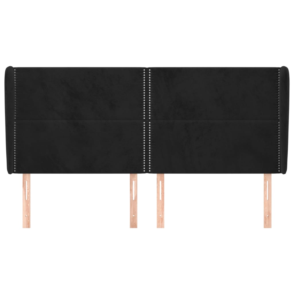 Čelo Postele Typu Ušák Černé 183X23X118/128 Cm Samet