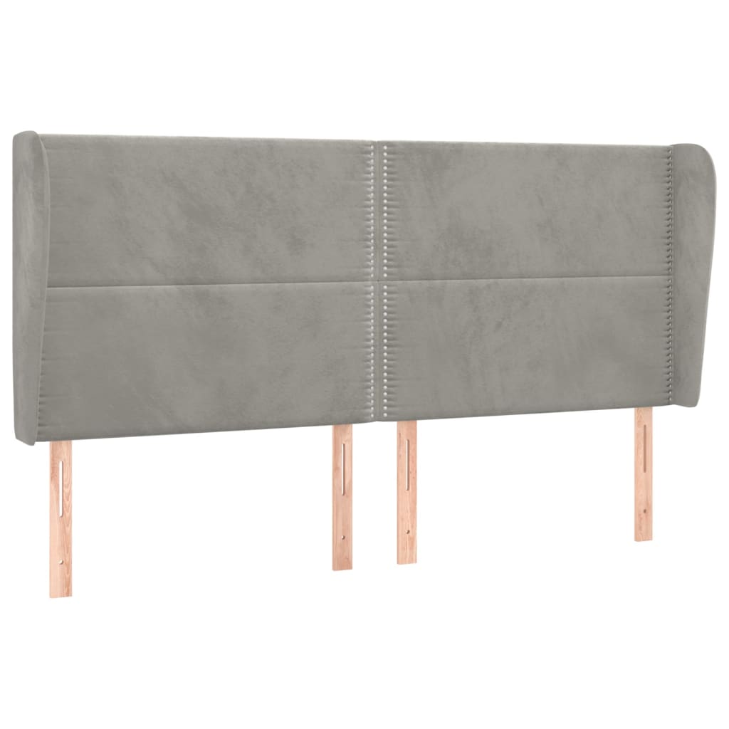 Čelo Postele Typu Ušák Světle Šedé 203X23X118/128 Cm Samet
