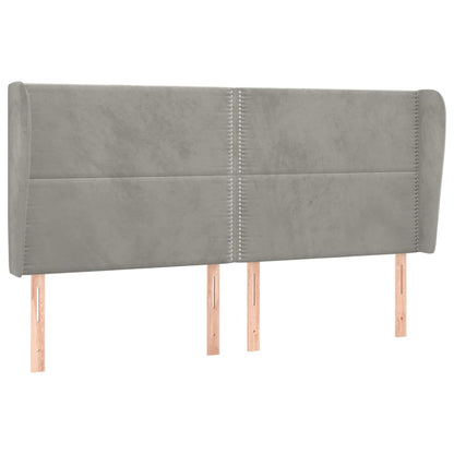 Čelo Postele Typu Ušák Světle Šedé 203X23X118/128 Cm Samet