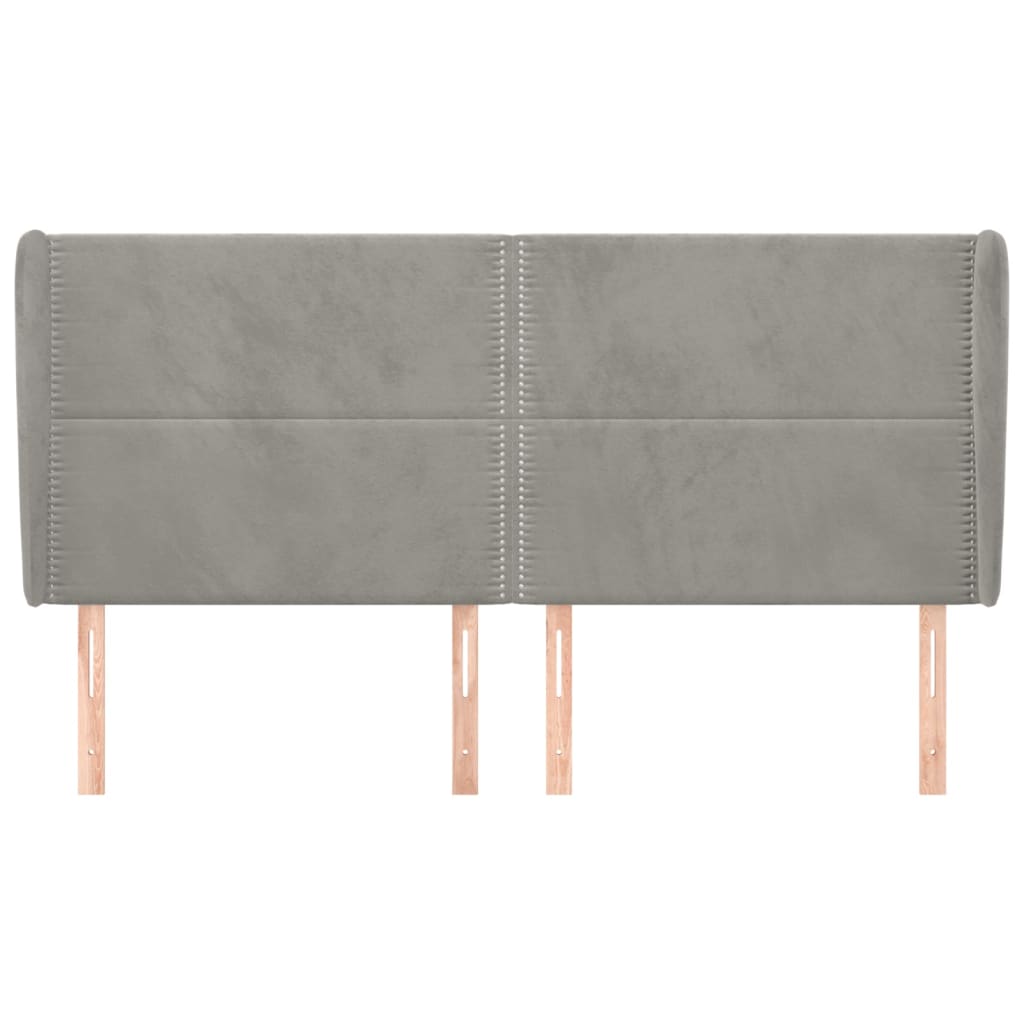 Čelo Postele Typu Ušák Světle Šedé 203X23X118/128 Cm Samet