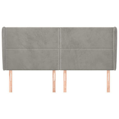 Čelo Postele Typu Ušák Světle Šedé 203X23X118/128 Cm Samet