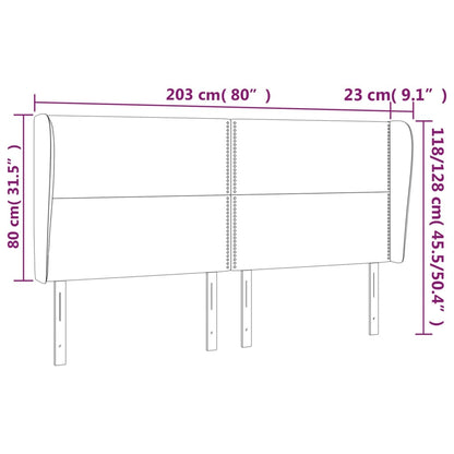 Čelo Postele Typu Ušák Světle Šedé 203X23X118/128 Cm Samet