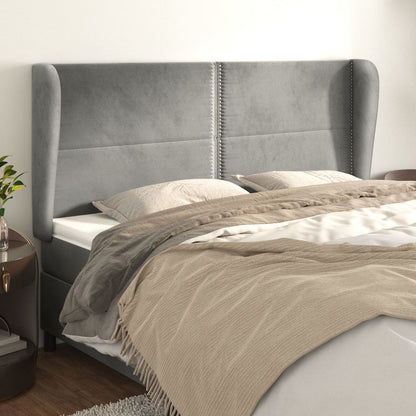 Čelo Postele Typu Ušák Světle Šedé 203X23X118/128 Cm Samet
