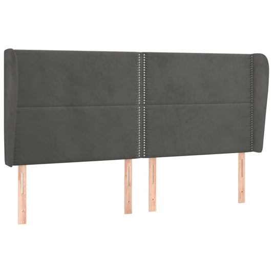 Čelo Postele Typu Ušák Tmavě Šedé 203X23X118/128 Cm Samet