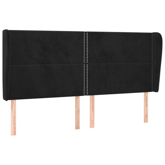 Čelo Postele Typu Ušák Černé 203X23X118/128 Cm Samet