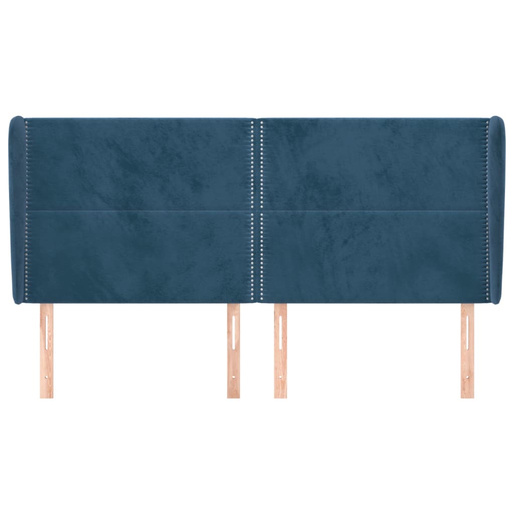 Čelo Postele Typu Ušák Tmavě Modrá 203X23X118/128 Cm Samet