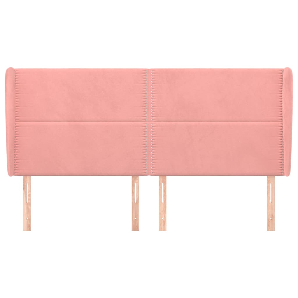 Čelo Postele Typu Ušák Růžová 203X23X118/128 Cm Samet