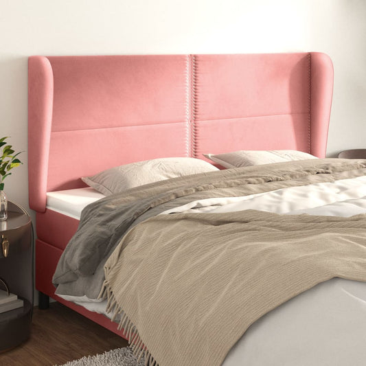 Čelo Postele Typu Ušák Růžová 203X23X118/128 Cm Samet