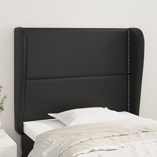 Čelo Postele Typu Ušák Černé 103X23X118/128 Cm Umělá Kůže