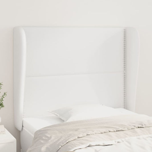 Čelo Postele Typu Ušák Bílé 103 X 23 X 118/128 Cm Umělá Kůže