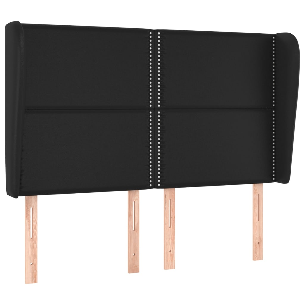 Čelo Postele Typu Ušák Černé 147X23X118/128 Cm Umělá Kůže