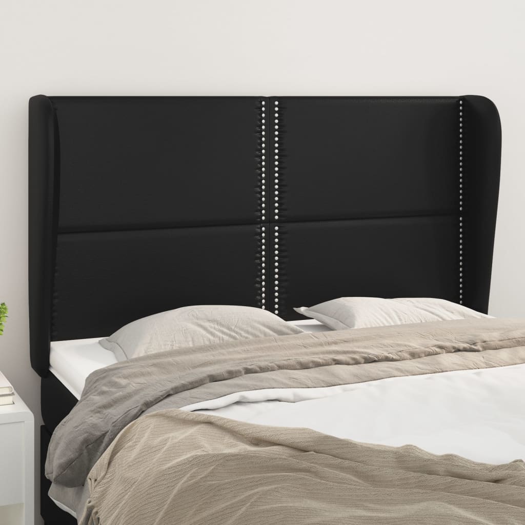 Čelo Postele Typu Ušák Černé 147X23X118/128 Cm Umělá Kůže
