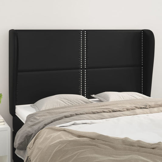 Čelo Postele Typu Ušák Černé 147X23X118/128 Cm Umělá Kůže