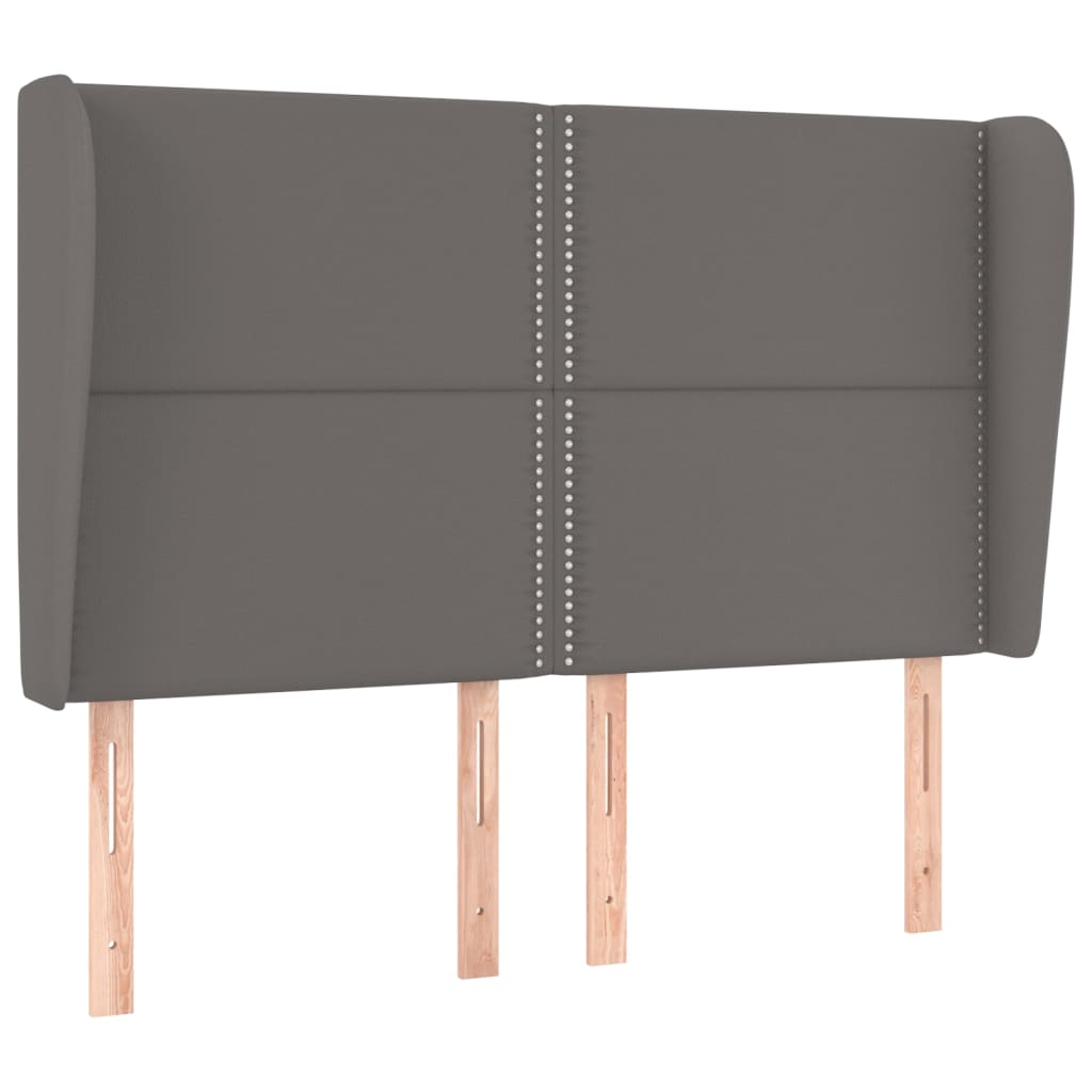 Čelo Postele Typu Ušák Tmavě Šedé 147X23X118/128 Cm Umělá Kůže
