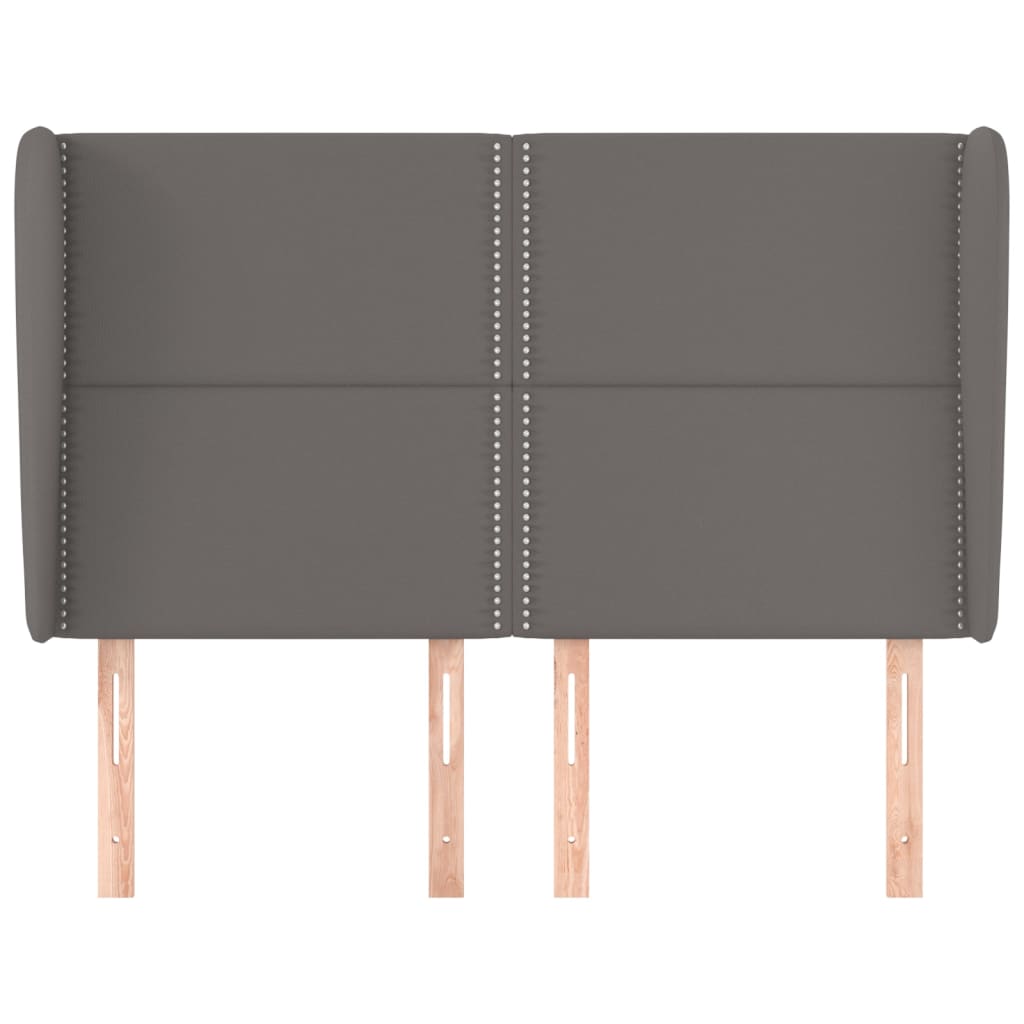 Čelo Postele Typu Ušák Tmavě Šedé 147X23X118/128 Cm Umělá Kůže