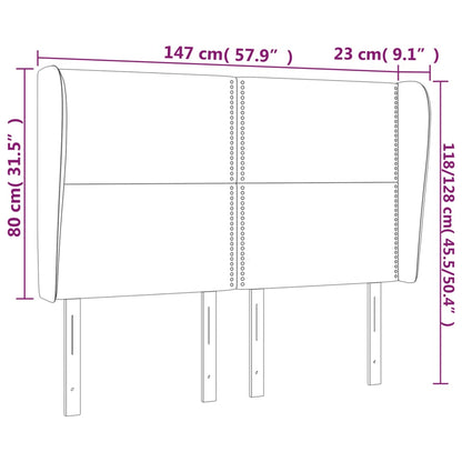 Čelo Postele Typu Ušák Tmavě Šedé 147X23X118/128 Cm Umělá Kůže