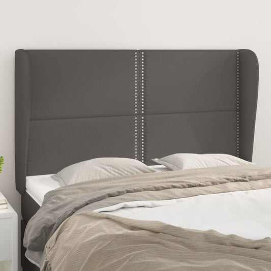 Čelo Postele Typu Ušák Tmavě Šedé 147X23X118/128 Cm Umělá Kůže