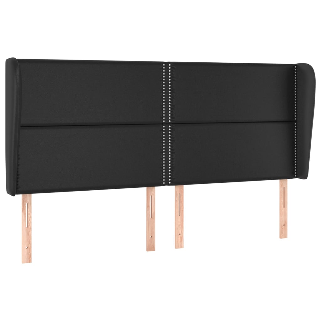 Čelo Postele Typu Ušák Černé 203X23X118/128 Cm Umělá Kůže