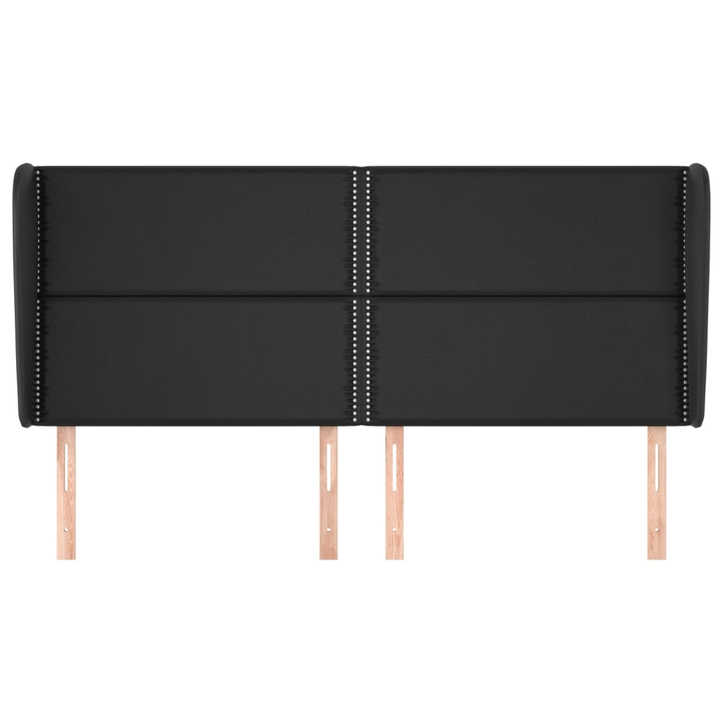 Čelo Postele Typu Ušák Černé 203X23X118/128 Cm Umělá Kůže
